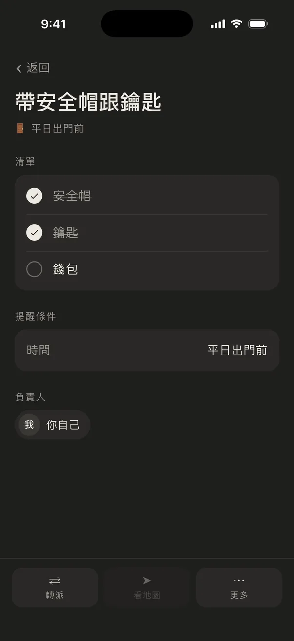 出門前清單：安全帽、鑰匙、錢包